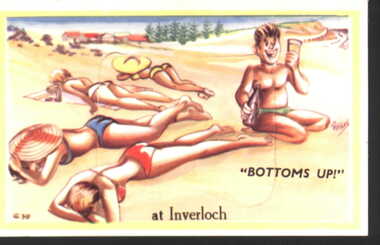 000720 - Postcard - Bottums Up at Inverloch - with pop out pictures - envolope is registration number 000721 - from Edna Dingle