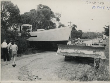 004377 - Photograph - Ripple II - 29 November 1959 - D7 bulldozer towed The Ripple - from Bob Young