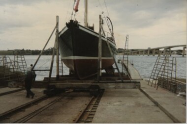 004379 - Photograph - Ripple 2 on launching frame - Newhaven - 1990 - from Bob Young
