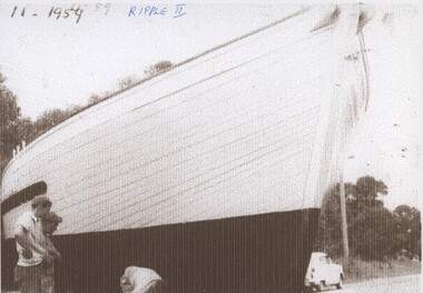 004392 - Photograph - Ripple II - November 1959 - Close up of front half of vessel - from Bob Young