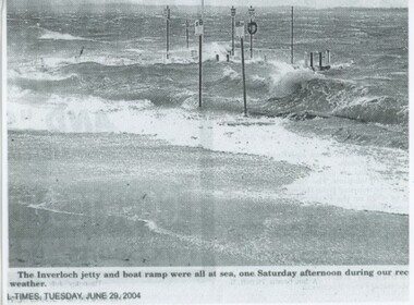 004406 - Photograph - Jetty and Boat Ramp All at Sea - Weekly Times 29 June 2004 - from Bob Young