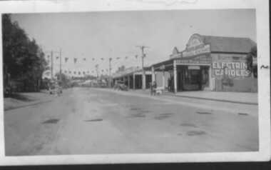 000907 - Photograph - c1930 - Mirboo North - Main Street shops - for 'Back to Mirboo' - from May Brooks (given 20th July 1997)