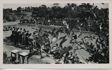 000937 - Photograph - Inverloch - Pine Lodge swimming pool - sports meeting - from Hazel Swift