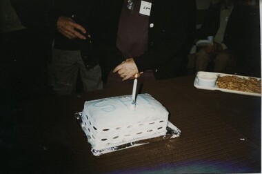 000975 - Photograph - Inverloch Historical Society 1st birthday party and cake - July 1997 - Inverloch - from Nancye Durham