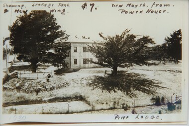 001000 - Photograph - 1930 - Inverloch - Pine Lodge and storage tank from Power House - from James Wyeth