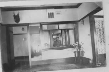 001010 - Photograph - 1947 - Inverloch - Pine Lodge reception desk - from James Wyeth