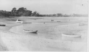 001022 - Photograph - Inverloch - near jetty - beach with boats - from James Wyeth