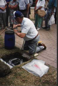 001226 Photograph - January 1998 - Bass Bicentenary Time Capsule - closing lod on drum which held time capsule items - from P Jones