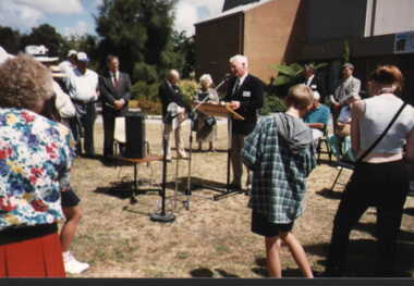 001231 Photograph - January 1998 - Bass Bicentenary Time Capsule - Bass Coast Shire Mayor, Cr Don Cameron - from P Jones