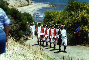 001266 - Photograph - January 1998 - San Remo - Bass Bicentenary - Red Coats - from Ken Howsam