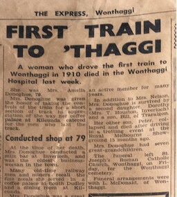 004327 Newspaper - The Express Wonthaggi - Thursday 14th January 1960 - Half of page 4 - Mrs Amelia Donoghue
