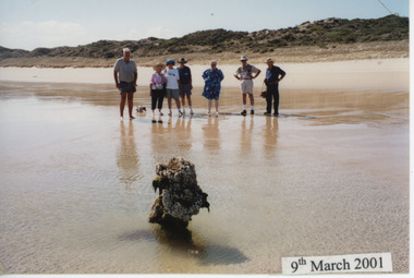 002723 - Photograph - 9th March 2001 - Group Inspecting part of the Magnat Wreck site - from Elizabeth Duff