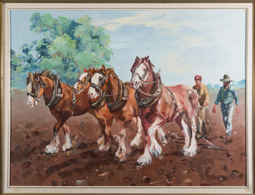Painting, Penelope Coridas, Wiltshire Clydesdales, 1986