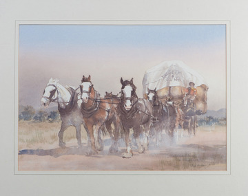 Painting, Gaye Bonham, Horsedrawn Woolwagon