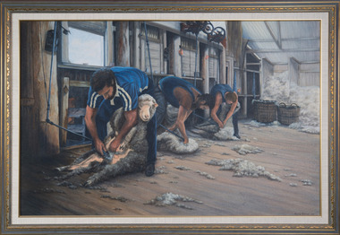 Painting, Dorothy Turnbull, Shearing at Wallanthedy Station, 1988