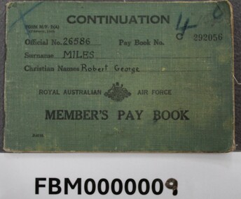 Booklet - Royal Australian Air Force Member's Pay Book - Robert George Miles