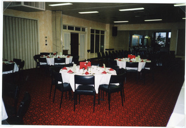Photograph - Glenara Motel, showing dining room set-up for Red Cross Christmas party lunch. Lakes Entrance Victoria, Holding M, Glenara Motel, showing dining room set-up for Red Cross Christmas party lunch. Lakes Entrance Victoria c2000, 2000