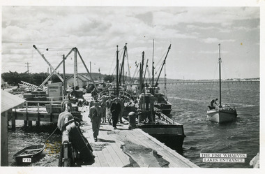 Photograph - Fishing Boats, Eastern wharf/ Harbecks wharf, Lakes Entrance Victoria 1950's