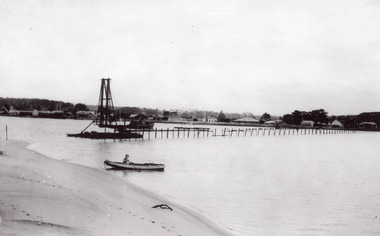 Photograph - Footbridge, Jemmeson Edie, Footbridge construction, Lakes Entrance Victoria, 1936