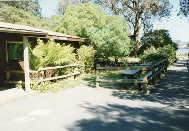 Photograph - Footbridge Kiosk   Lakes Entrance Victoria c1990, Fish, Marie, the kiosk   Lakes Entrance Victoria