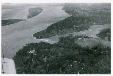 Photograph - Maringa Creek, Saw Mill Flat, Fraser Island, Flannagan Island, arial view. Lakes Entrance, Victoria.  c1940, Bulmer H D