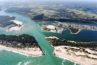 Photograph - Aerial view of Lakes Entrance 2000