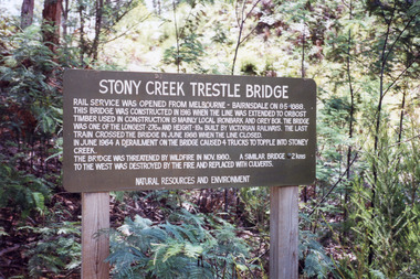 Photograph - Railway bridge at Stoney Creek, Nowa Nowa, Victoria, Holding, M and Gibson, Tim, 1999