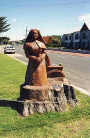 Photograph - WW1 Memorial avenue cypresses tree carvings by John Brady Esplanade Lakes Entrance  1999