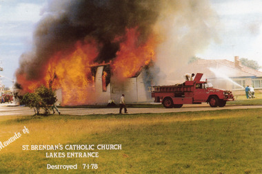 Photograph - St Brendans Catholic Church fire Lakes Entrance, Fire, 1978