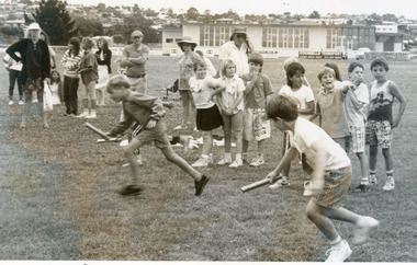 Photograph - Lakes Entrance Primary School sports day on the football oval.  1990, Lakes Post Newspaper