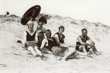 Photograph - Day at the Beach  Lakes Entrance  c1920