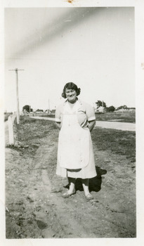 Black and white photograph of Mrs Maggie Devitt