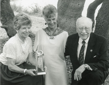 Photograph - Gray, Lakes Post Newspaper, Debbie Gray with Dr. Robert Klein, 1996