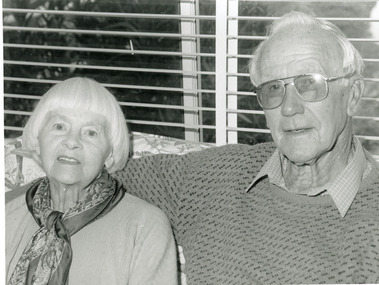 Photograph - Clyde and Ethel Wright celebrating their 60th wedding anniversary  1995, Lakes Post Newspaper