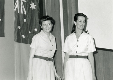 Black and white photograph of Rebecca Smith and Bobbi Wolfenbuttel