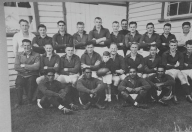 Photograph - Lakes Entrance Football Club members, trainers and mascot  c1940