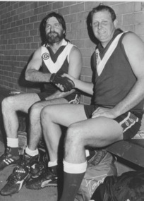 Photograph - Alan Rowlands and Chris Radford  Lakes Entrance Football Club 1995, Lakes Post Newspaper