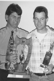 Photograph - Bruce Cowell and Stephen Campisi, Lakes Entrance Football Club 1996, Lakes Post Newspaper