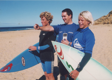 Photograph - Jason Thomas senior, Lee Noden and Travis Bristow/Surfing, Lakes Post, 1999