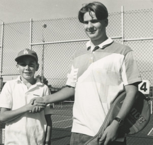 Photograph - Brian Froud and Kane Ford  Lakes Entrance Tennis club, Lakes Post Newspaper, 1994