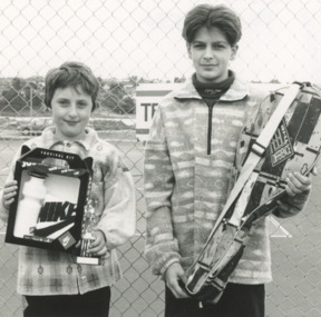 Photograph - Lakes Entrance Tennis Club Junior tennis winners, Jonathan Pasquill and Simon Cordery  1994, Lakes Post Newspaper