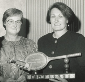 Photograph - Lakes Entrance Tennis Club, Norma Greer, Cheryl Peel ,  1995, Lakes Post Newspaper