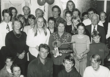 Photograph - Murray Smith, Jarrod Pye, Jenny and Kevin Dowie, Jenny Devonshire, Tom Cook, Ruth McPhee, Don Collins, Kimberly Smith, Bree Waters, Lorraine Cook, Courtney Ellis, Emma Devonshire, Rex Horner, Tim Dowie, Malanie McPhee, Alec McPhee, Gareth and Scott Ager, Andrew Devonshire, Lakes Post Newspaper, 1/04/1996 12:00:00 AM