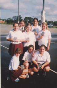 Photograph - Jane Cameron ,Erini Pantopolous ,Jacqui O'Donnell ,Chelsea Bulmer ,Monica Davidson, Emma Carstairs, Ebony Stevens, Jude Habe, Lakes Post Newspaper, 1/12/2001 12:00:00 AM