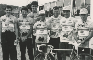 Photograph - Joseph Lachman (Czech), Pat Garland, Steven Smith, Craig Elliot (Aust), Francisco Trujilla (Spain), Alain Renoux, Reno Mistral (France),  Craig Elliot (Australia), Lakes Post Newspaper, 1/11/1991 12:00:00 AM