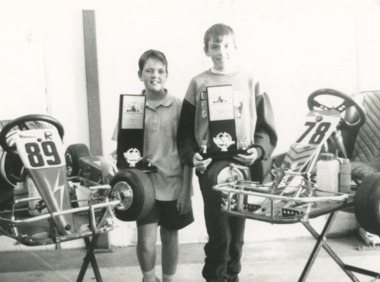 Photograph - Peta and James Brooker first and second in the Rookies division of the Go cart Championship in Canberra ACT taken in Lakes Entrance Victoria, Lakes Post Newspaper, 1/04/1994 12:00:00 AM