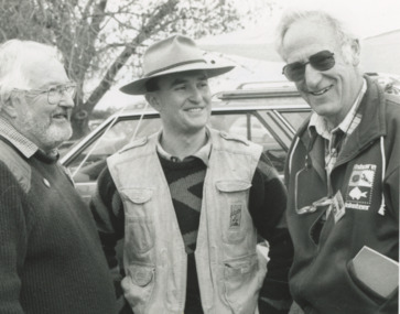 Photograph - Johnsonville Angling Club Junior Angling Competition showing Fred Clark President Lyn Barr Vice President Andrew Martin Secretary Treasurer Johnsonville Victoria, Lakes Post Newspaper, 29/06/1996 12:00:00 AM