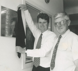 Photograph - plaque to mark the opening of the Fishermens Gear Store Carpenter Street Lakes Entrance Victoria, Lakes Post Newspaper, 1/02/1996 12:00:00 AM