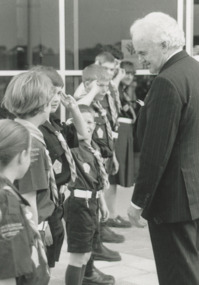 Photograph - Guides and Scouts outside Shire Office Lakes Entrance Victoria, Lakes Post Newspaper, 1/10/1996 12:00:00 AM