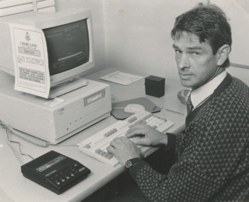 Photograph - Crime Line equipment at CIB office Bairnsdale Victoria, Lakes Post Newspaper